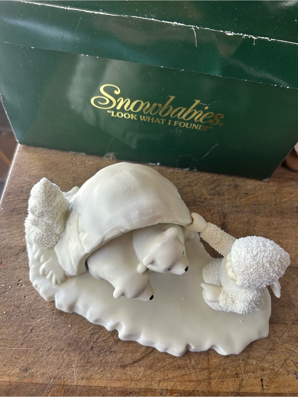 Department 56 Snowbabies White Polar Bear with Child Figurine